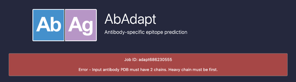 AbAdapt error message